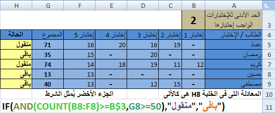 تحديد الطلبة الناجحين 2