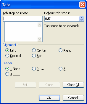 tabs